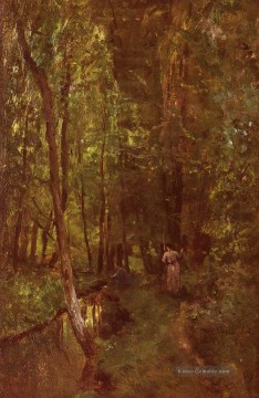  impressionistische Kunst - Francois Le Ru De Valmondois Barbizon impressionistische Landschaft Charles Francois Daubigny Wald